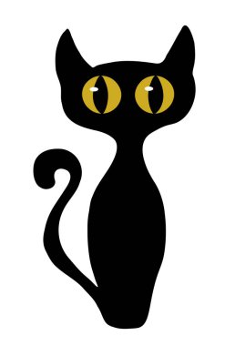 Sarı gözlü kara kedi. Cadılar Bayramı. Vektör illüstrasyonu