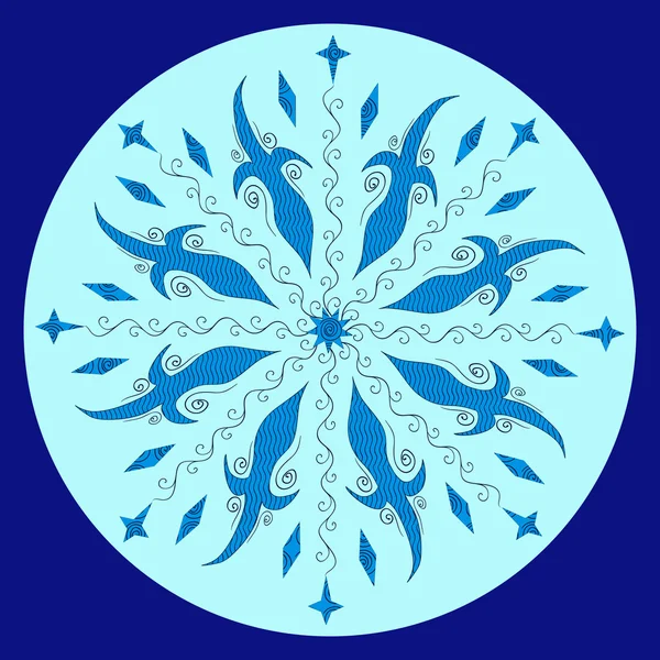 Einzelne Schneeflocke auf blauem Hintergrund — Stockvektor