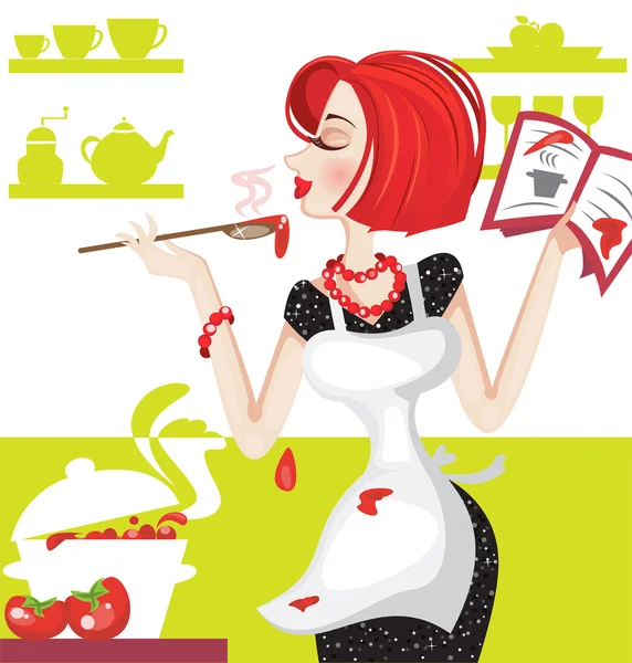 Chef mujer — Vector de stock