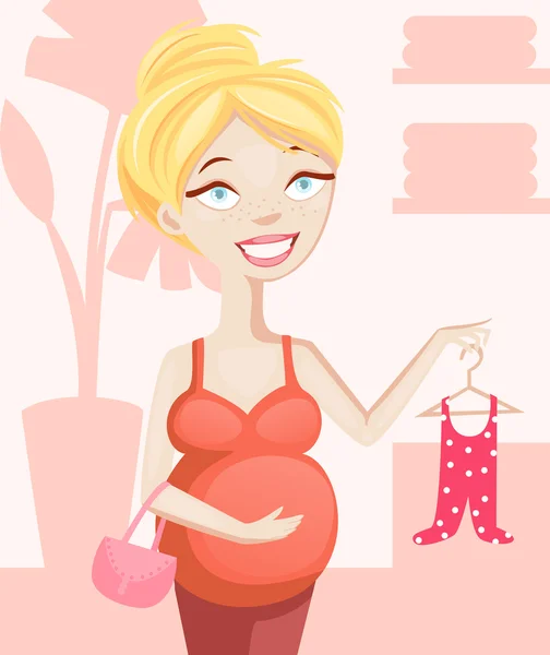 Shopper incinta — Vettoriale Stock