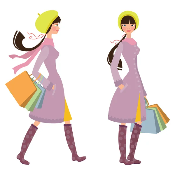 Kış moda alışveriş — Stok Vektör