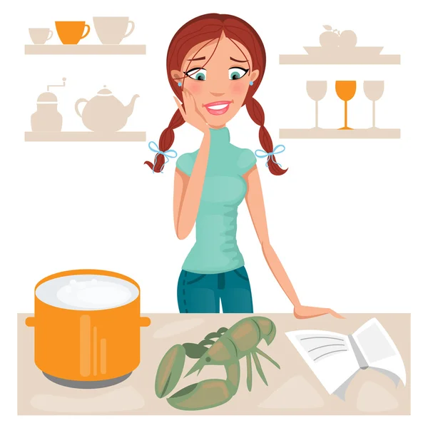 Woman in the kitchen — Stock Vector