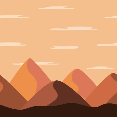 Düz bir şekilde renkli safari illüstrasyonu. Afrika 'nın doğası dinlenmeye ve yaza hazır..