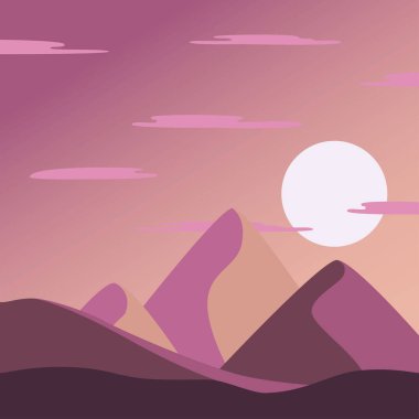 Düz bir şekilde renkli safari illüstrasyonu. Afrika 'nın doğası dinlenmeye ve yaza hazır..