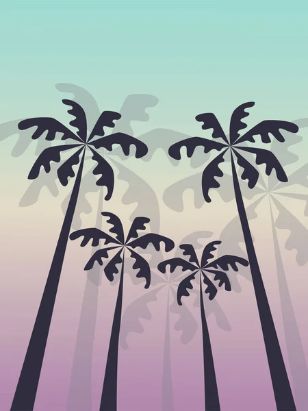 Silhouetten Von Palmen Vor Hellem Hintergrund Schaffen Sie Eine Warme — Stockvektor
