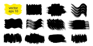 Boya lekeleri, fırça darbeleri, sıçramalar, izole edilmiş, şeffaf bir arkaplan. Yaratıcı dekorasyon için soyut öğeler.