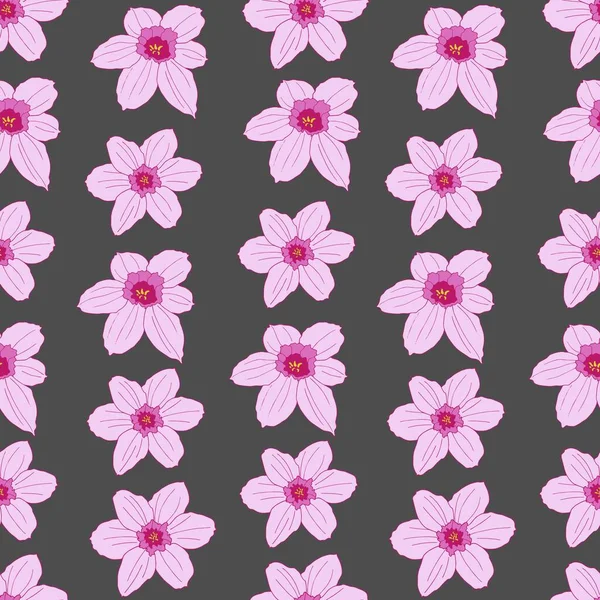 Bright Pattern Pink Flowers Gray Background Creates Mood Spring Holiday — Stock Photo, Image