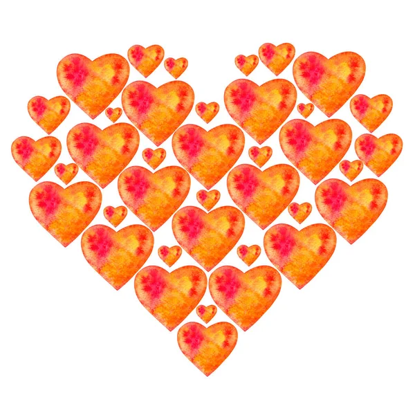 Heart Shaped Watercolor Illustration Bright Orange Print Suitable Printing Clothes — Stock Photo, Image