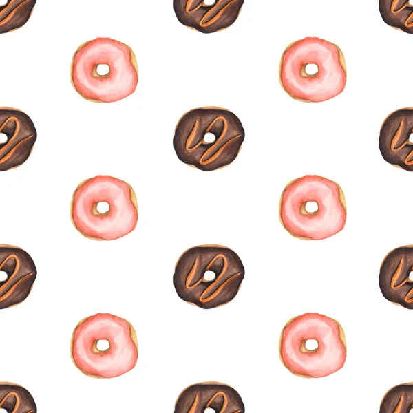 Padrão Brilhante Deliciosos Donuts Sobremesa Colorida Adequado Para Impressão Têxteis — Fotografia de Stock