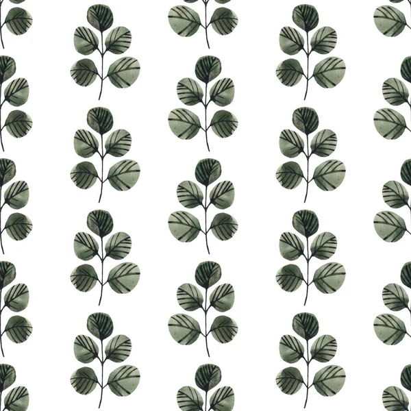 Padrão Aquarela Folhas Verdes Imagem Vintage Bonito Adequado Para Impressão — Fotografia de Stock