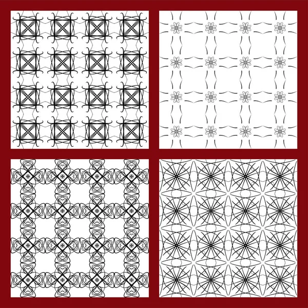 Siyah ve beyaz geometrik desenlerin vektör kümesi. Farklı stillerde soyut tek renkli süsler elle çizilmiştir. Yazdırma, arkaplan, sosyal ağ, web sitesi.