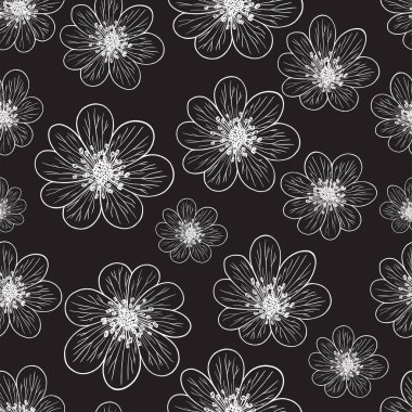 Şeffaf bir arkaplanda siyah-beyaz çiçek deseni. Şenlik dekoruna, kartlara, davetiyelere uygun..