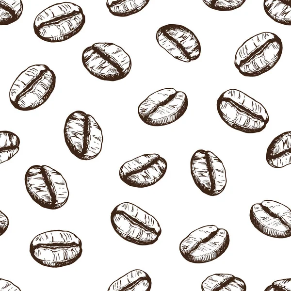 Векторный Бесшовный Рисунок Очертаниями Кофейных Зерен Прозрачном Фоне Оформления Упаковки — стоковый вектор