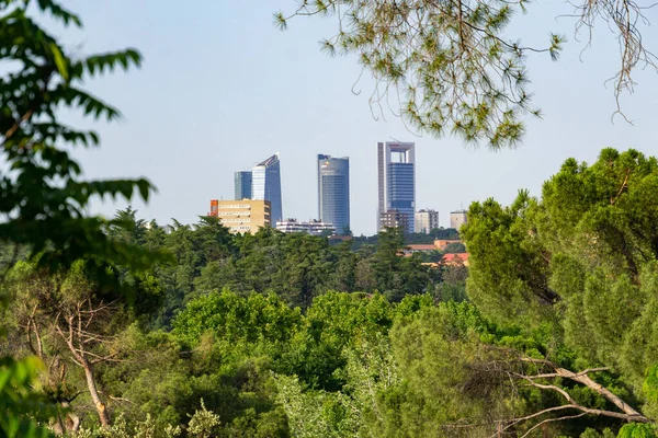 Skyline Van Stad Madrid Spanje Horizontale Fotografie — Stockfoto