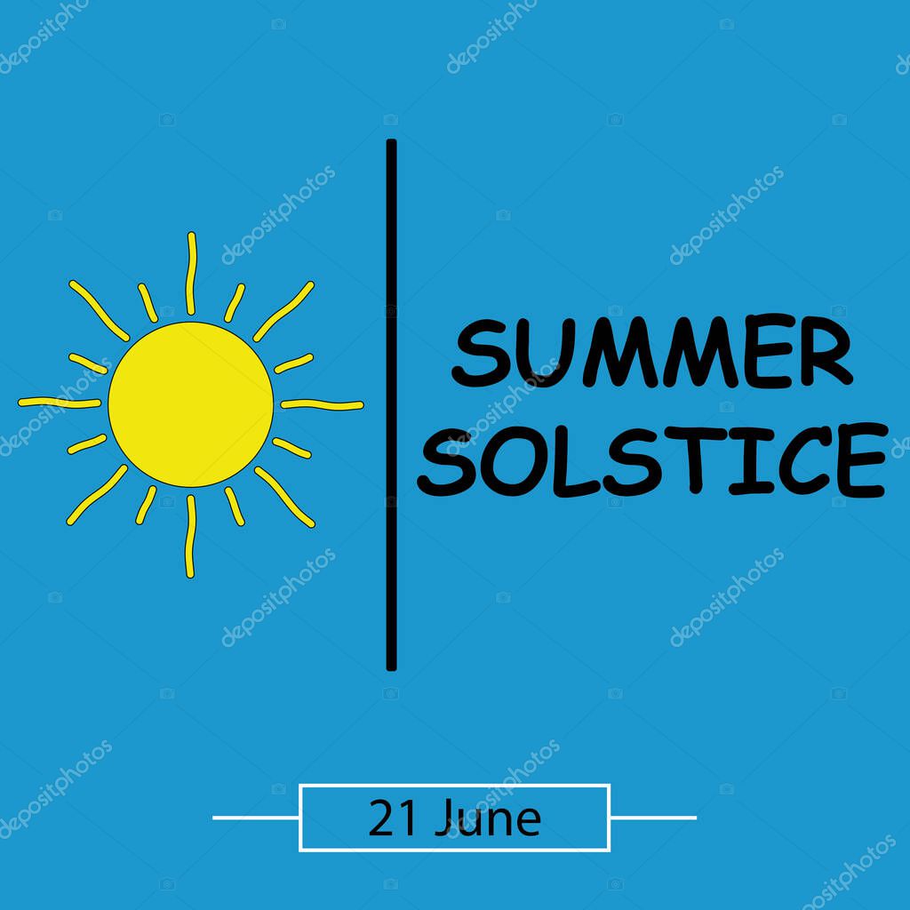 Summer Solstice. Symbol, sign or logo. Illustration. 21 June.