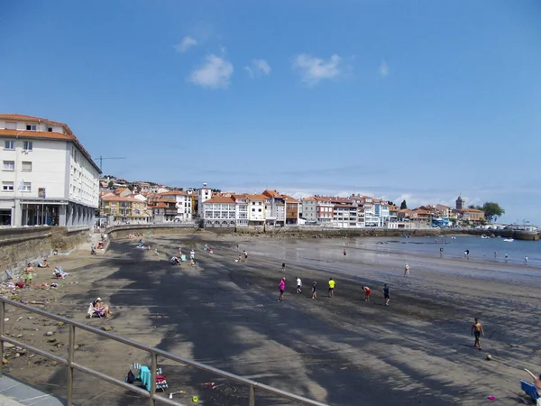 Luano Spanje Augustus Uitzicht Haven Kerk Van Het Stadje Luanco — Stockfoto