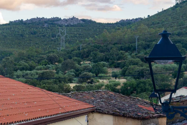 スペインのカセレスの木と山の風景 ヨーロッパだ 横写真 — ストック写真