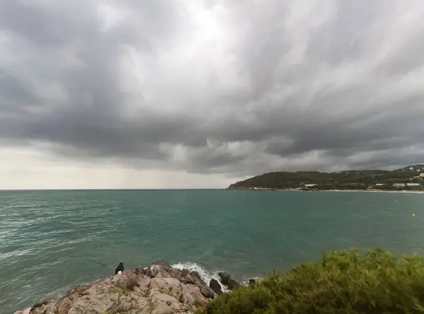Overcast Gray Sky Oropesa Del Mar Next Mediterranean Sea Castelln — Stock Photo, Image