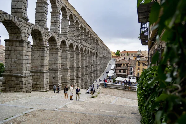 Segovie Espagne Septembre 2021 Aqueduc Ségovie Ancien Aqueduc Romain Sur — Photo