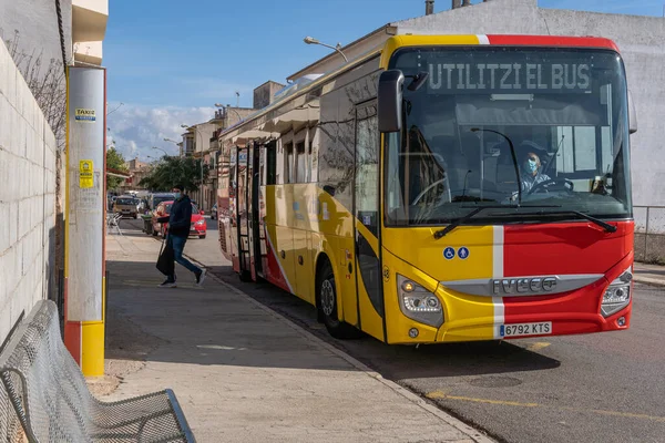 Campos Balearerna Spanien November 2020 Buss Linjen Mallorca Som Förenar — Stockfoto