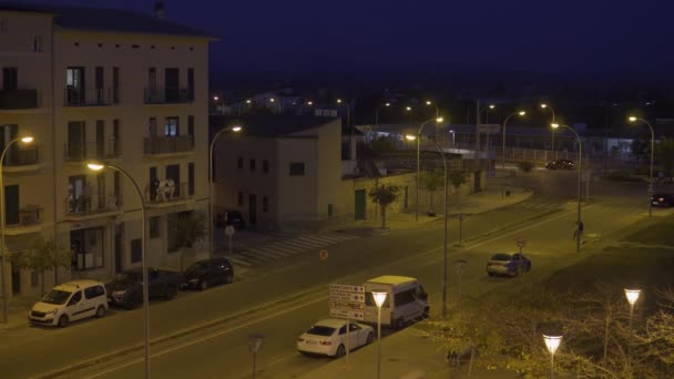 Campos Spain November 2020 Urban View Night Town Campos Cars — Vídeo de Stock