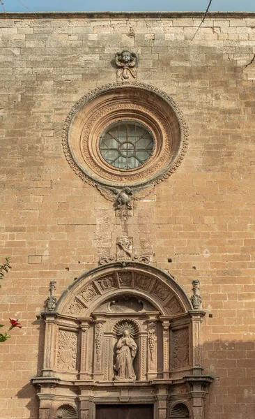 Chrześcijańska Rzeźba Religijna Wejścia Klasztoru Sant Bonaventura Llucmajor Wyspa Majorka — Zdjęcie stockowe