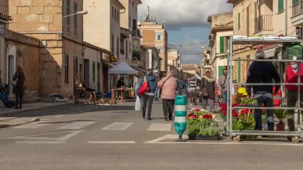 Campos España Diciembre 2020 Time Lapse Del Tradicional Mercado Callejero — Vídeo de stock