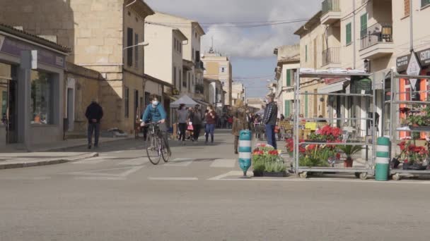Campos Ισπανία Δεκεμβρίου 2020 Παραδοσιακή Αγορά Δρόμων Στον Κάμπο Πωλητής — Αρχείο Βίντεο