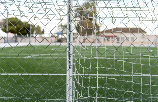 Leere Fußballfelder Mit Einem Metallzaun Verschlossen Covid Krise Neues Normales — Stockfoto