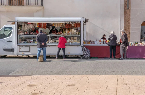 Campos Espanha Janeiro 2021 Visão Geral Mercado Rua Semanal Cidade — Fotografia de Stock