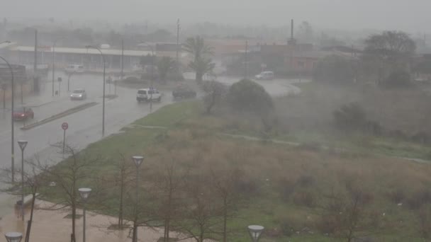 Campos Espanha Janeiro 2021 Vista Geral Tempestade Furacões Hortense Cidade — Vídeo de Stock