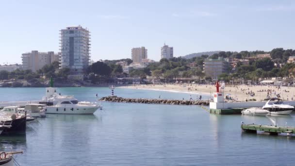 Palmanova Spain February 2021 Загальний Вид Пристань Пляж Мальорканського Курорту — стокове відео