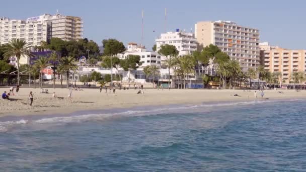Magaluf Spagna Febbraio 2021 Vista Generale Sulla Spiaggia Della Località — Video Stock