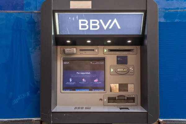 Sineu Spanje April 2021 Close Van Een Geldautomaat Van Een — Stockfoto