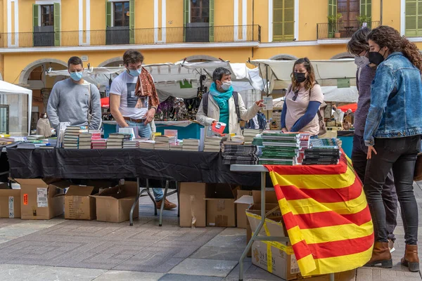 Palma Mallorca Abril 2021 Fiesta Sant Jordi Día Del Libro — Foto de Stock