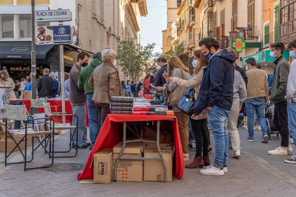 Palma Mallorca Abril 2021 Fiesta Sant Jordi Día Del Libro — Foto de Stock