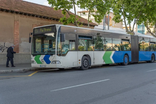 Palma de Mallorca, Spain; april 23 2021: Urban bus of the line EMT of Palma de Majorca parked on the street