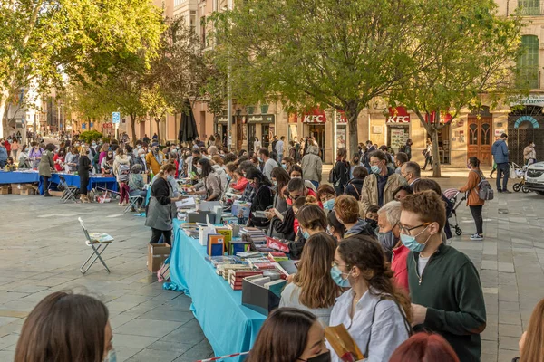 Palma Mallorca Huhtikuu 2021 Sant Jordin Juhlapäivä Tai Kirjapäivä Palma — kuvapankkivalokuva