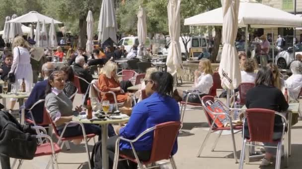 Palma Mallorca España Abril 2021 Terraza Una Cafetería Centro Histórico — Vídeos de Stock