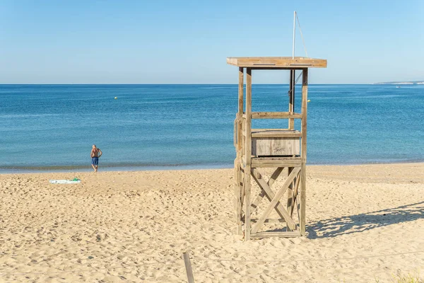 General View Can Pere Antoni Beach Sunrise Wooden Lifeguard Tower — Stock Photo, Image
