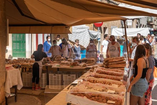 Santanyi Espanha Setembro 2021 Vista Geral Mercado Rua Semanal Cidade — Fotografia de Stock