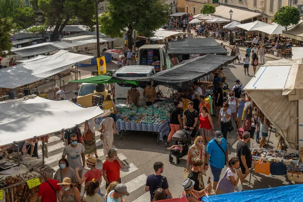 Sineu Spain September 2021 Weekly Street Market Food Crafts Animals — Fotografia de Stock