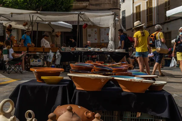 Sineu España Septiembre 2021 Mercado Semanal Alimentos Artesanías Animales Ciudad — Foto de Stock