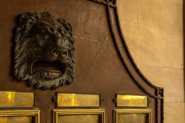 Palma Mallorca Spain September 2021 Close Historic Lion Head Mailbox — стокове фото
