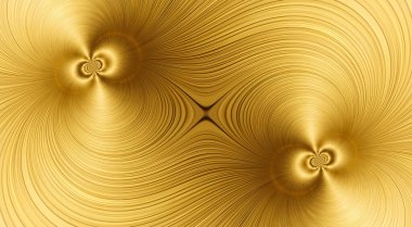 İki girdap merkezli altın soyut dalgalı arkaplan.
