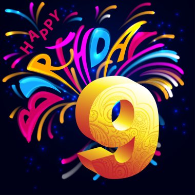 Havai fişek kutlu ile altın sayı 9