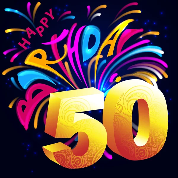 Happy Birthday fajerwerków z złoty numer 50 — Wektor stockowy