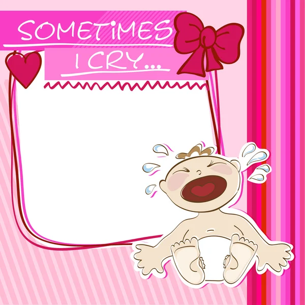 Briefkaart kleine baby huilen — Stockvector
