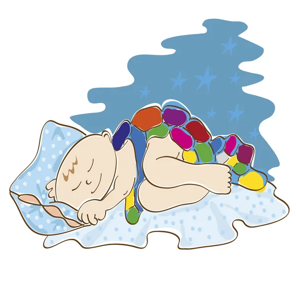 Bambino piccolo dorme — Vettoriale Stock
