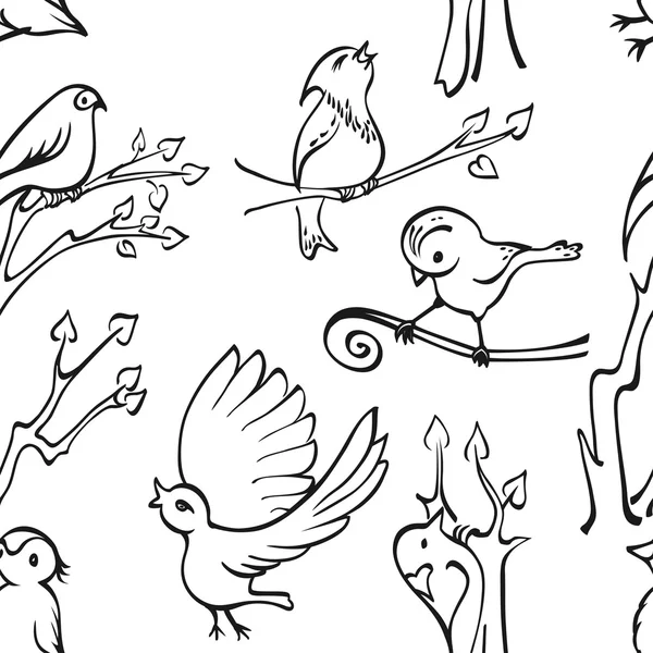 Seamless mönster fåglar — Stock vektor